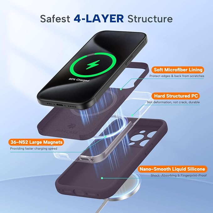 Miracase Magnetic for iPhone 15 Pro Case, Silicone, Soft Microfiber Lining - Image 3