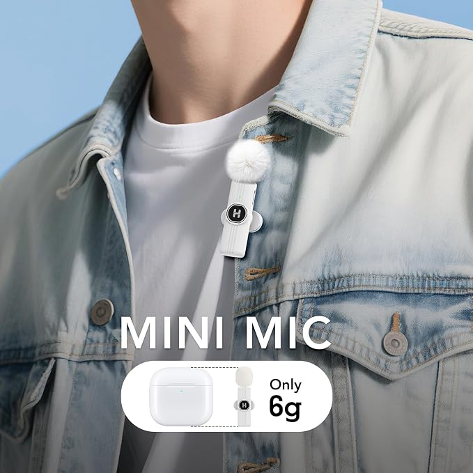 HEHOTTC Mini Wireless Lavalier Microphone for iPhone, iPad, Android Phone - 2in1 Microfono Lapel Bluetooth Mic for Recording, Clip on Omni Lav Mic for Video Recording, Tiktok, YouTube, Vlog - Image 2