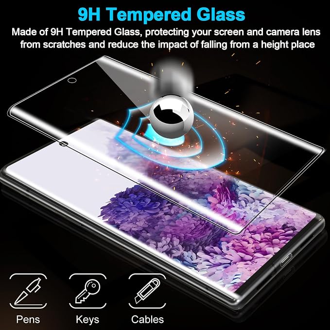 3 Pack Galaxy S20 Plus Screen Protector, HD Clear Tempered Glass, Fingerprint Unlock, 3D Curved, Scratch Resistant, No Bubble for Samsung Galaxy S20 Plus 5G Glass Screen Protector - Image 4