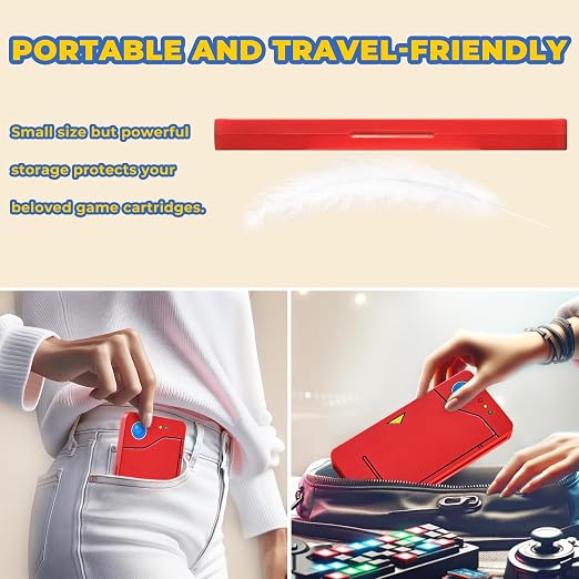 FUNLAB Switch 2 Game Case Holder for Nintendo Switch 2/1/OLED Games & Micro SD Cards, Switch Game Card Case with 24 Game Card Storage Cute - Red - Image 7