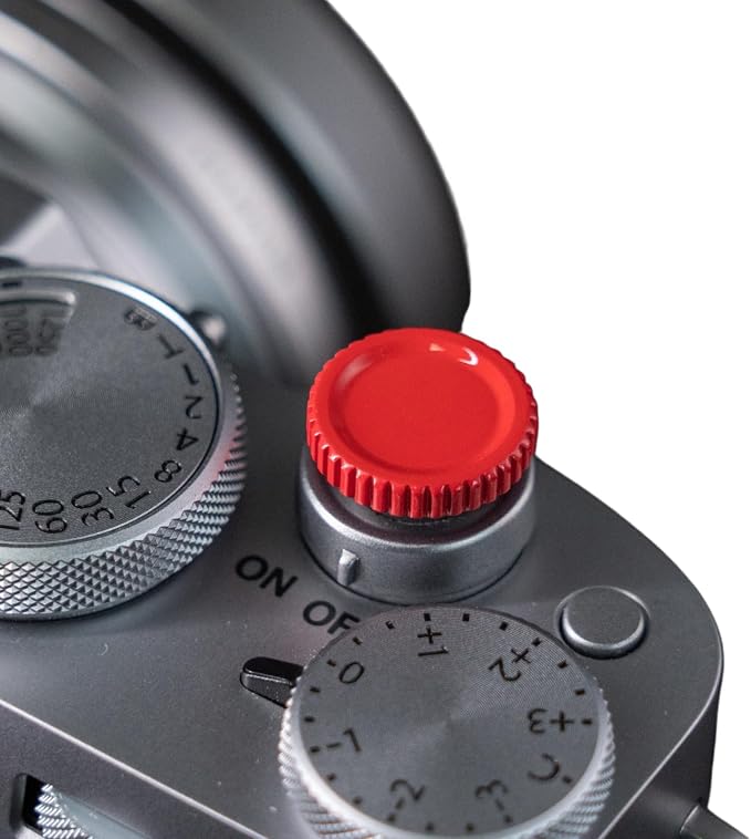 Camera Soft Release Button, 13mm Brass Shutter Button, Red | For Fujifilm X-T5/X-T4/X-T3/X-T30, X100VI/X100V, Leica M, Nikon Zf/Df,Screw-In, Knurled Grip, Threaded Cameras by Unknown