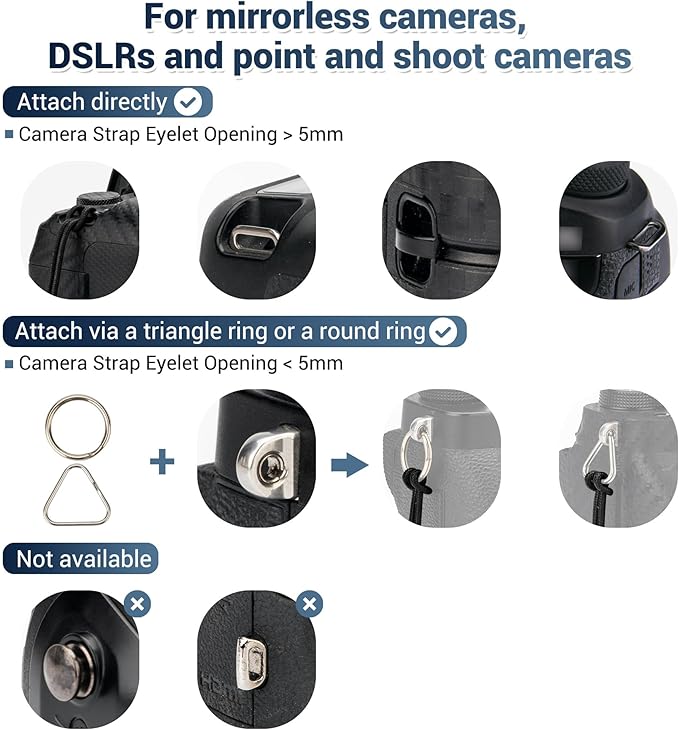 JJC Camera Hand Wrist Strap for Sony ZV-1 ZV-1F ZV-E1 RX100 VII, Ricoh GRIV | Soft Strap for Sony ZV1 ZV1F ZVE1 Ricoh GR IV GR III GR4 GR3 Canon PowerShot V1 SX740 HS & More Mirrorless Digital Cameras - Image 6
