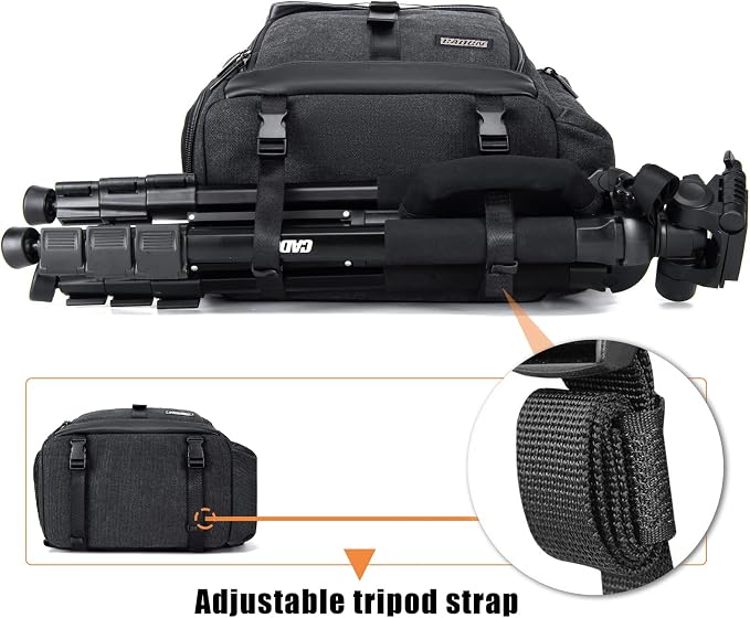 CADeN Camera Backpack Canvas Photography Bag for DSLR/SLR Mirrorless Camera | Large Capacity 15.6 In Laptop Compartment Tripod Strap Zipper Side Quick Access Water Resistant - Image 8