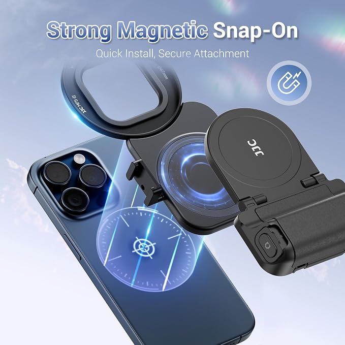 (1+1) 67mm Magnetic iPhone Lens Filter Mount + iPhone Snap Grip Set | Magnetic Filter Adapter for iPhone 16 15 14 Pro/Pro Max Plus w Cold Shoe & 1/4" Hole Pull-Out to Fit Pro Max Plus (No Filters - Image 3