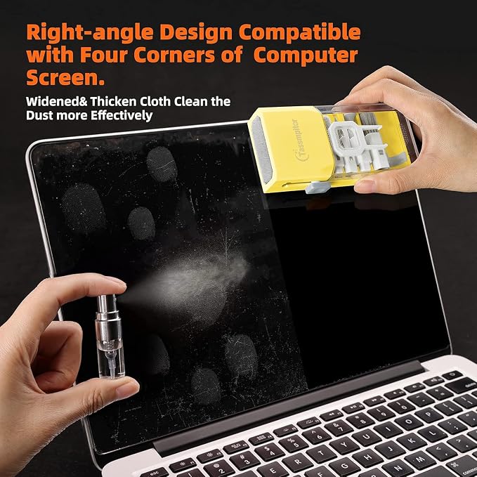 All-in-1 Keyboard Cleaner Laptop Cleaning Kit,Computer Screen-Safe Tools | MacBook iPad iPhone,Electronics Brush Tool for PC Camera Lens Earbuds,Deep Cleaning Spray Cloth, High-Density Soft Brush - Image 3