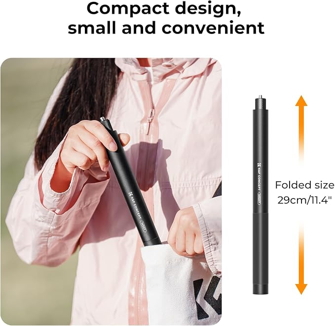 K&F CONCEPT 60 Inch Invisible Selfie Stick | Extension Pole Compatible with Insta360 Sports Camera, GoPro, DJI OSMO Pocket 3, 1/4" Extended Monopod Pole - MS07 - Image 8