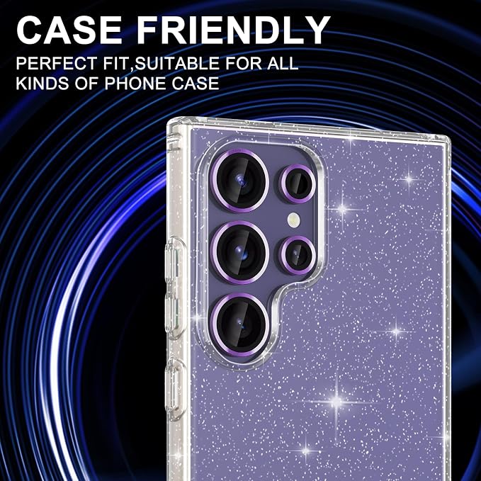 for Samsung Galaxy S24 Ultra Camera Lens Protector, Individual Metal Ring Tempered Glass Lens Cover, [Strong Adsorption] Scratch Resistant Ultra-Thin HD Clear Lens Cover, 2 Sets-Purple - Image 5