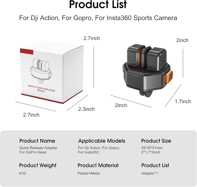Quick Release Plate Mount for DJI Osmo Action 6 5 4 Accessories | For Gopro Hero 13 12 11 10 9 8 lit hero 4K Claw Tripod QR Adapter for Gopro Public Head Monopod/Slider Black - Image 7