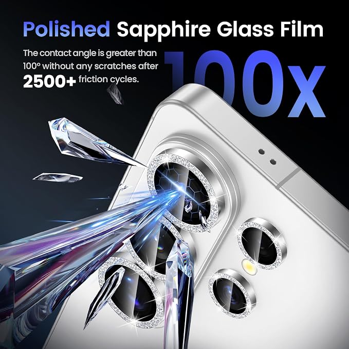 Tensea Compatible with Samsung Galaxy S26 Ultra Camera Lens Protector | 9H Tempered Glass Camera Cover Screen Protector Metal Individual Ring [Installation Tray][Case Friendly] - Image 6
