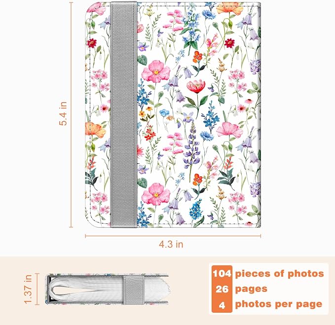 Fintie Mini Photos Album Book for 2x3 Inch Films - 104 Pockets Small Albums | For Fujifilm Instax Mini 13/12/11/99/40/Evo/Se/7+/Liplay Instant Camera, Photos Keepsakes, Kids Memory Book, Flower Fantasy - Image 5
