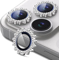 Compatible for iPhone 17 Pro/17 Pro Max Camera Lens Protector, Explosion-Proof 9H Tempered Glass with Diamond Gear Metal Ring, HD Anti-Scratch Lens Protection Decoration Accessories (Silver) by Qingwaer