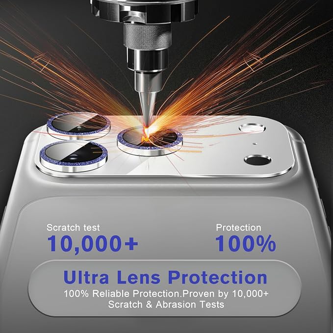 2 Pack for iPhone 17 Pro Max Camera Lens Protector | Bling Tempered Glass 9 Hardness,Anti-Scratch High Definition Camera Screen Protector (Blue) - Image 4