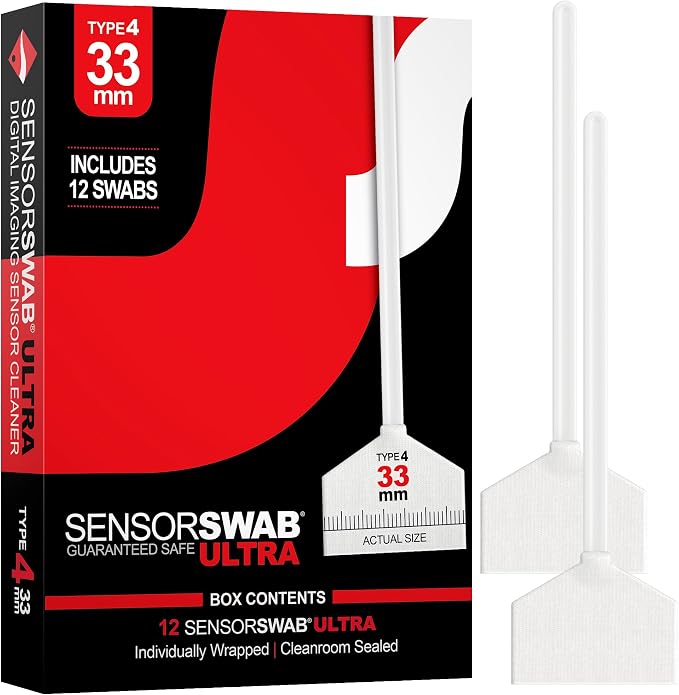 Photographic Solutions Sensor Swab Ultra 33mm Type-4 Digital Imaging Sensor Cleaner Swabs for Cleaning Medium Format Mirrored or Mirrorless Cameras. Sensor Dust & Oil Remover (Pack of 12) by PhotographicSolutions