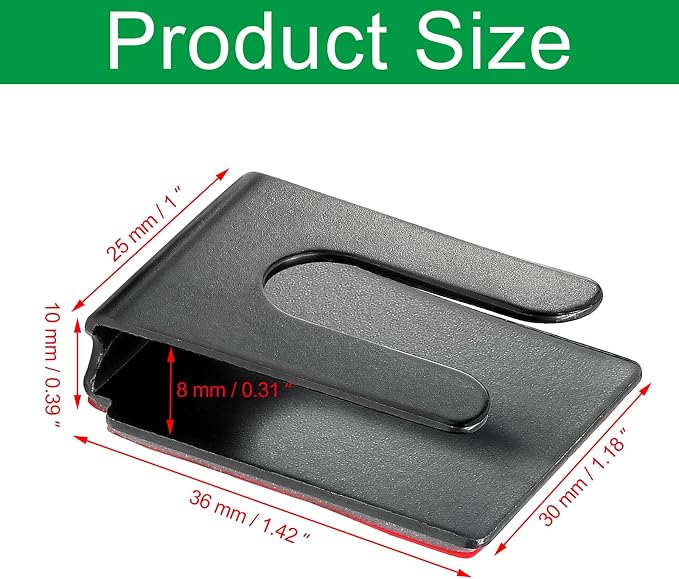 2PCS Black Radio Microphone Hanger, 36 x 30 x 10mm, Style1 | Adhesive Back, CB Microphone Holder, Metal Car Mic Hanger, For Cars Homes Offices - Image 2