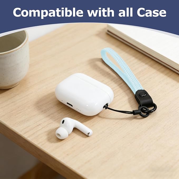Elastic Nylon Wrist Lanyard for AirPods Case, Anti-Lost Strap for AirPods 1/2/3/Pro/Pro 2 Charging Case, Multi-Functional Wrist Strap for Phones Keys Cameras Small Gadgets, Sky Blue - Image 3
