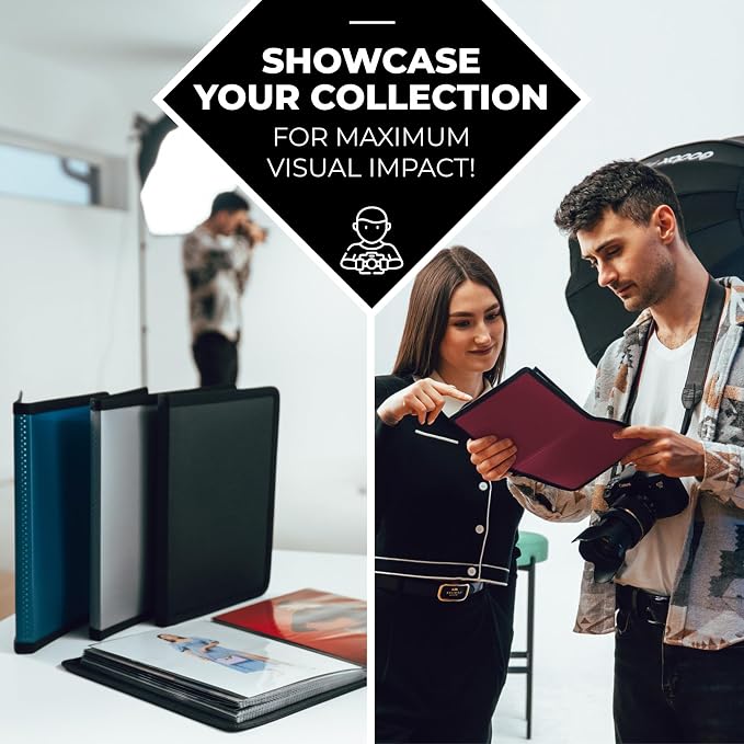 Dunwell 5x7 Photo Album & Art Portfolio Binder, 24 Sleeves, 2-Pack | Displays 48 Pages, 24 Clear Sleeves, Black Mounting Paper, Organizer for 5x7 Photos - Image 6