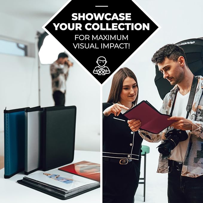 Dunwell 4x6 Photo Album & Art Portfolio Book, 48 Pages, Blue 2-Pack | Displays 48 Pages, 24 Clear Sleeves, Black Mounting Paper, Organizer for 4x6 Photos - Image 5