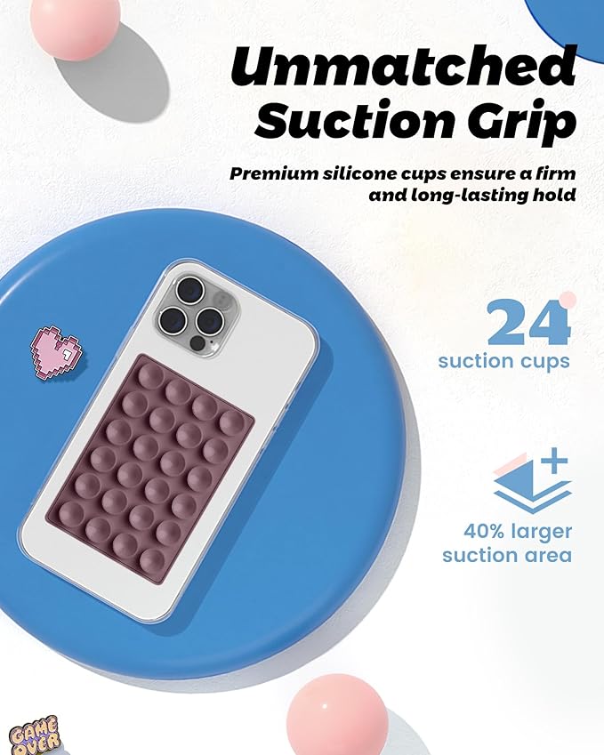 amBand Magnetic Suction Phone Mount for MagSafe Case, Silicone Cup Sticky Grip Holder for iPhone, Removable Hands-Free Selfie/Video for TikTok Influencers, Women Gift, Smoke Violet - Image 4