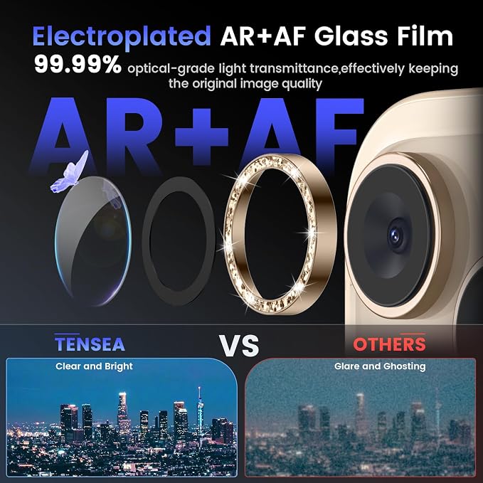 Tensea Camera Lens Protector for iPhone 16 Pro Max/16 Pro/15 Pro Max/15 Pro | Metal Aluminum Alloy Tempered Glass Cover Bling Camera Screen Protector Accessories, Case Friendly - Image 3