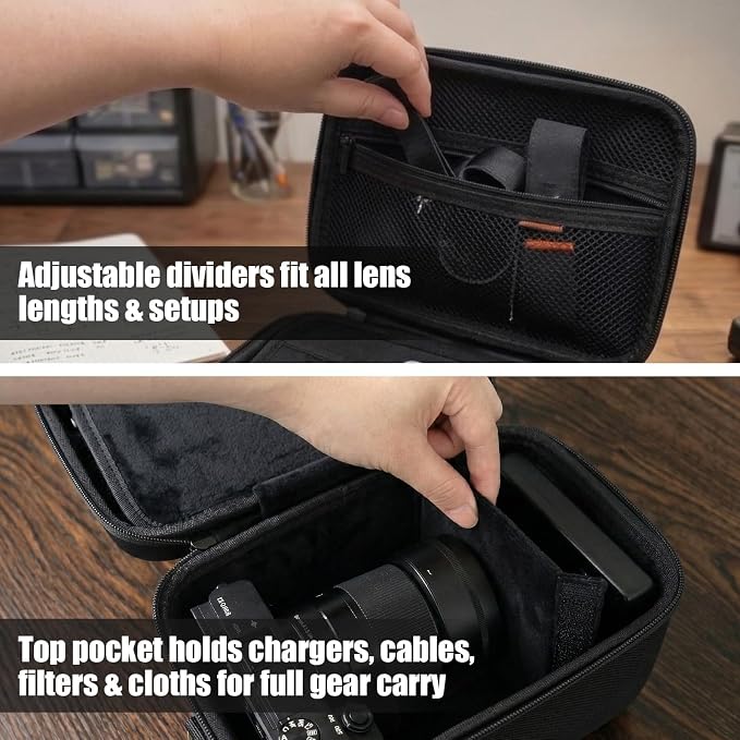 casmilee Camera Case for Sony Alpha ZV-E10 Alpha a6400/ a6700/ a6100/ a6000/ a6600/ a6500 Mirrorless Digital Camera, Hard Travel Bag with a Shoulder Strap for Lens & Accessories (Black, Large) - Image 4