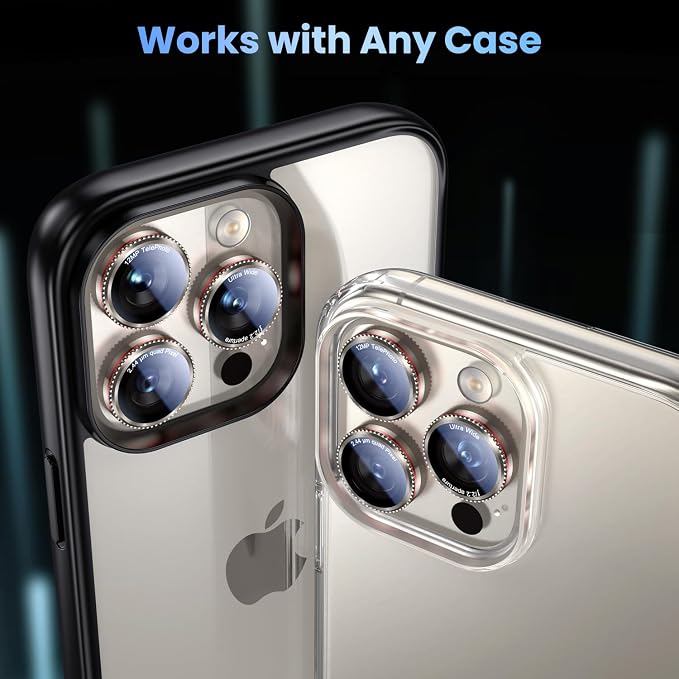 Uyiton for iPhone 17/16/15/14 (Pro Max & Pro) Camera Lens Protector | Unique Lines Text Design, Case-Friendly, Military-Grade Sapphire Glass Metal Camera, Easy to Install, Gearwheel Gray+Red - Image 5