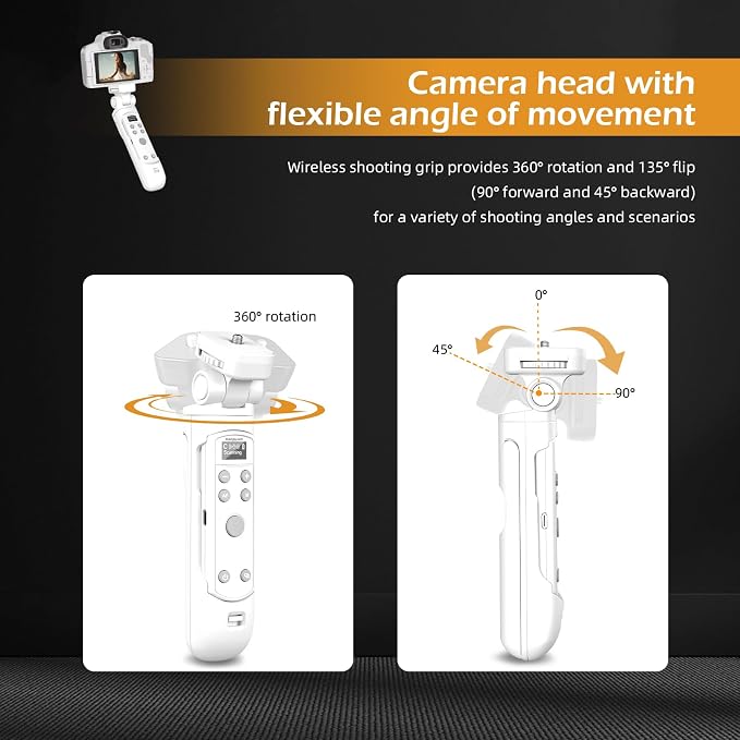 for Canon Tripod Wireless Shooting Grip with Shutter Release | Mini-Tripod with Rechargeable Remote Control for G7 X III/R50/R8/R5/R10/G5 X II/R100/M6 II/M200/R50 V, for Vlogging, White - Image 6