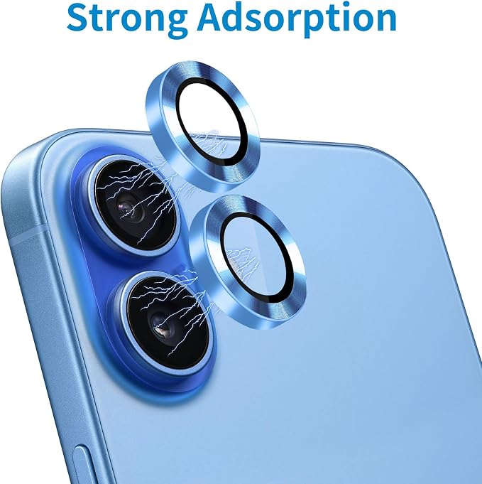 Designed for iPhone 16 and 16 Plus Camera Lens Protector, Metal Lens Cover 9H Tempered Glass Camera Cover Anti Scratch Shockproof Screen Protector, - Image 4