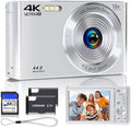 Digital Camera, 2026 4K Autofocus Digital Cameras for Teens, Silver Point and Shoot Camera for Kids with 16X Zoom, 64GB SD Card, Compact Small for Boys Girls Teens Kids Gift by SMARTKLIK