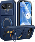JAME for Google Pixel 10A Case with Ring Stand & Slide Camera Cover Blue | Ring Holder Kickstand, Screen Protectors, Dual-Layer Shockproof Protective, Magnetic Accessory Friendly Phone Case, Blue by JAME