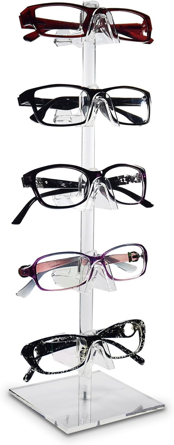 MOOCA 2-Piece Acrylic Eyewear Display Stand, Holds 10 Frames | Eyewear rack with oversized supports displays large sunglasses and eyeglasses for show,store,home and easy assemble.' - Image 4