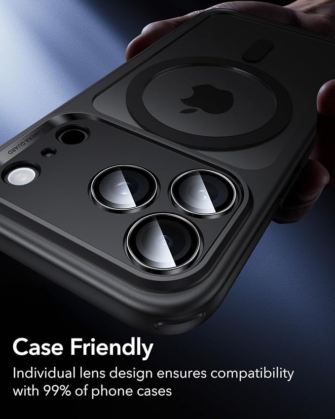 ESR for iPhone 17 Pro Max/17 Pro Camera Lens Protector, 1 Pack, Black | Individual Camera Cover, 9H Tempered Glass, Original Camera Clarity, for iPhone 17/16/15/14 Pro Max/Pro - Image 8