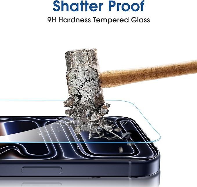 amFilm OneTouch for iPhone 17 Pro Max Screen Protector 6.9'' Tempered Glass | Auto-Alignment, 30s Install, Bubble Free, Scratch & Drop Protection, HD Clear, Camera Lens Protector, 2+4 Pack (17P-6.9'') - Image 4