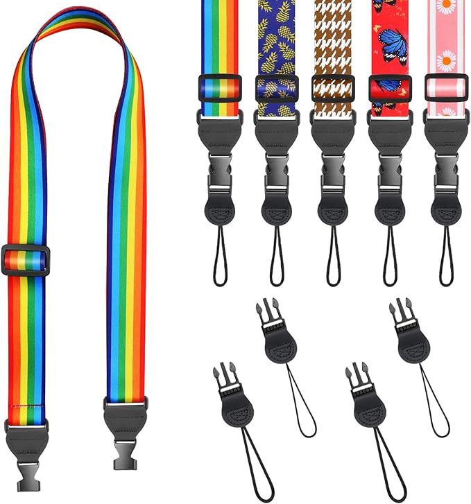 FIEIL Rainbow Stripe Shoulder Strap, Adjustable Camera Strap with 2 Sets of Quick-Release Buckles, Comfortable Neck Strap for iPad, Tablet, Camera, Laptop, Binocular, Luggage Bag by FIEIL