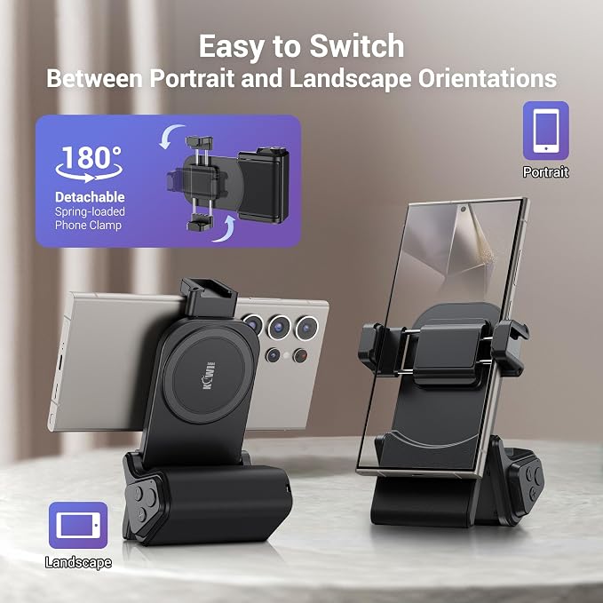 Phone Camera Grip with Remote Control for Smartphones Vlog Shooting | silicone anti-slip grip, detachable remote, dual cold shoe slots, 1/4" tripod thread, design for vlog video shooting - Image 5