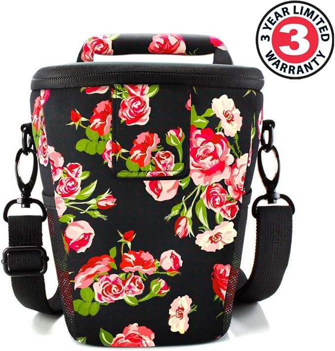 USA Gear DSLR Camera Case for Men and Women with Top Loading Accessibility, Adjustable Shoulder, Small Camera Sling Bag, Travel Padded Handle - Camera Holster Bag for Nikon, Canon, Panasonic (Floral) - Image 5