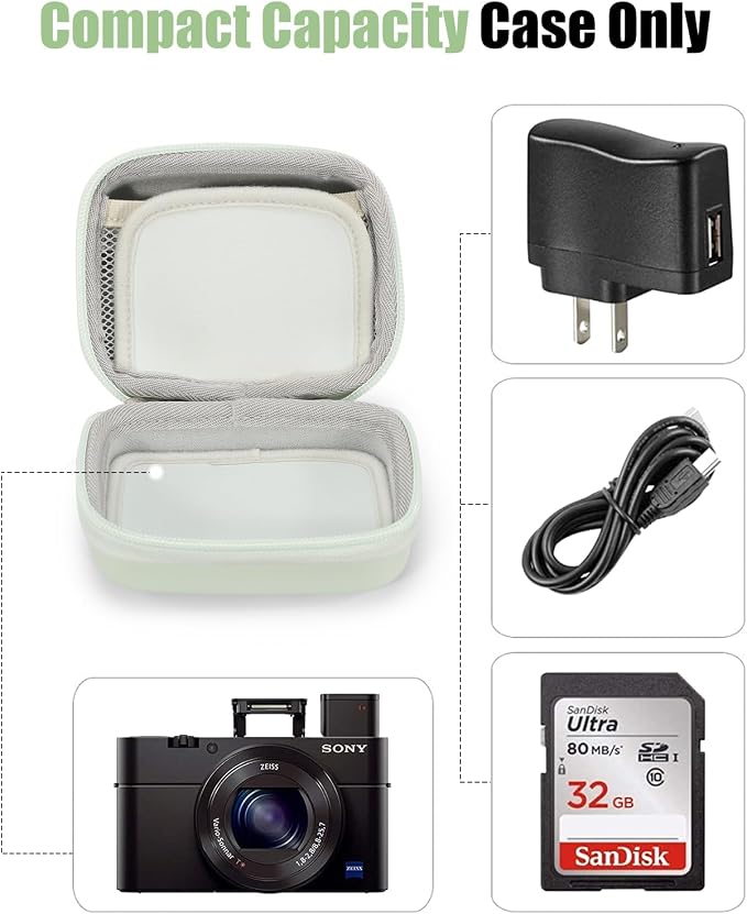 Cwatcun Digital Camera Case, Compact Protective Pouch for Kodak/Canon/Sony | Fits cameras up to 4.9"x3.5"x2.2". 900Dscratch-resistant, water-repellent, 3-layer shockproof sponge, detachable wristband. - Image 3