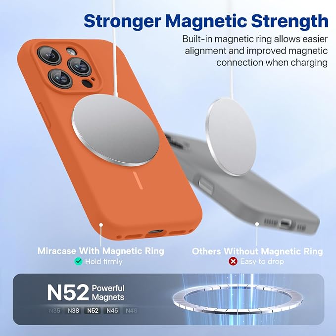 Miracase Magnetic for iPhone 15 Pro Case, Silicone, Soft Microfiber Lining - Image 5