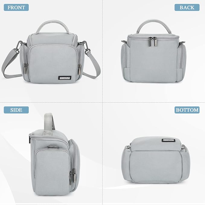 G-raphy Camera Bag Case DSLR SLR Crossbody Sling Photography Bags for Nikon Canon Sony DSLR SLR Mirrorless with Removal Straps(Parma Grey) - Image 4
