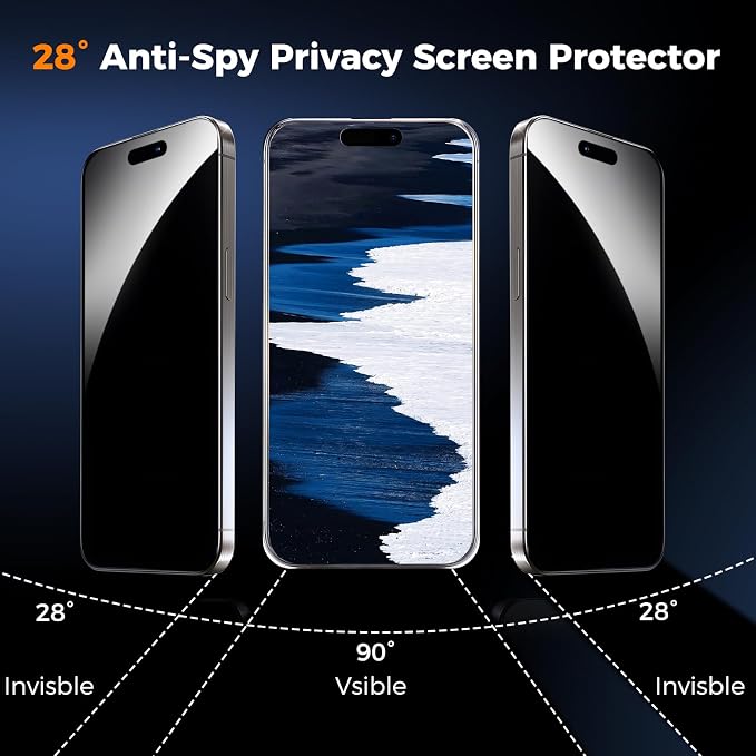 2+2 Pack Privacy Screen Protector for iPhone 17, 6.3 Inch | Camera Lens Protector, Tempered Full Screen Glass, Anti-Spy, Bubble Free, Case Friendly - Image 2