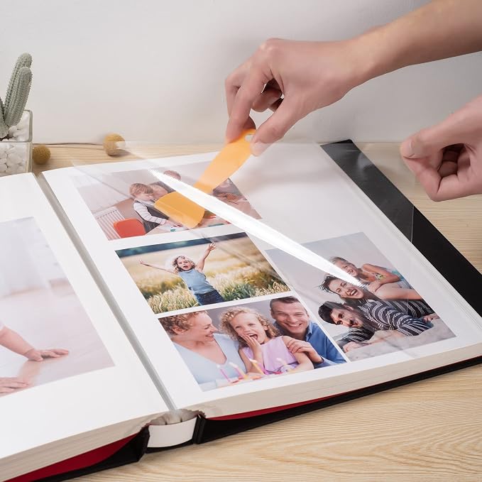 HoneyTolly Large Photo Album Self Adhesive, DIY Scrapbook Album for 600 Photos, 13"x12.6" 120 Pages Linen Cover Memory Book(Black) - Image 4