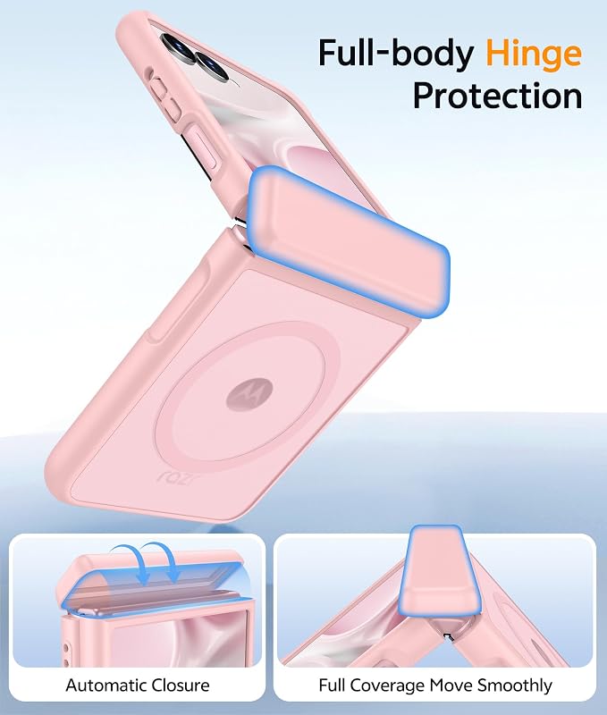 FNTCASE for Motorola Razr 2026/2025 Case, Fit for Magsafe, Hinge Protection | Screen Protector, Translucent Matte Magnetic Back, 18FT Military Grade Drop Proof, Protective Phone Cover, Light Pink - Image 2