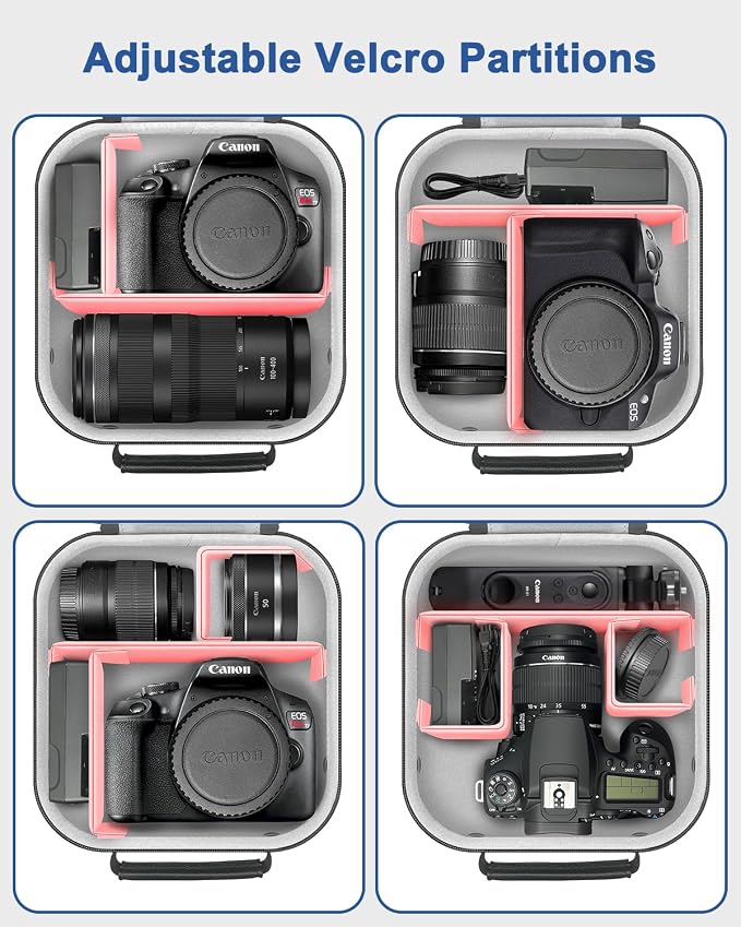 Krypthos Camera Case Compatible with Canon EOS R50, Carrying Bag (Black) | Small Camera Case for Canon EOS Rebel T7, R100, 90D, 2000D, Nikon D7100, Sony Alpha ZV-E10, Protective, Shockproof Durable - Image 2