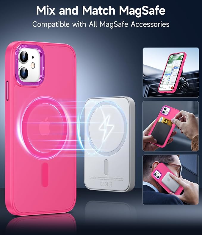 LeYi for iPhone-11 Phone Case Pink Compatible with MagSafe Magnetic[ Screen Protector X2 + Camera Cover X2] Funda para ipone 11case Military Grade Protective Cover Cases for i Phone 11 iphone11, Pink - Image 4