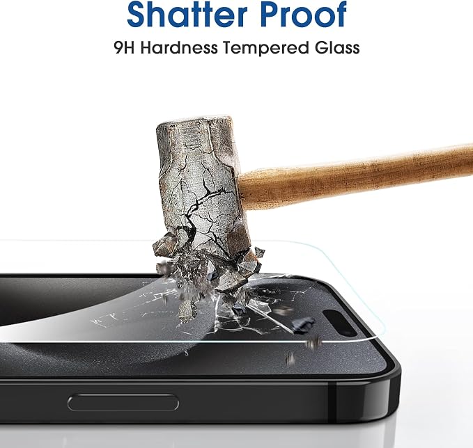 amFilm OneTouch for iPhone 15 Pro Screen Protector 6.1'' Tempered Glass | Auto-Alignment, 30s Install, Bubble Free, Scratch & Drop Protection, HD Clear, Camera Lens Protector[2+2 Pack] (15P-6.1'') - Image 4