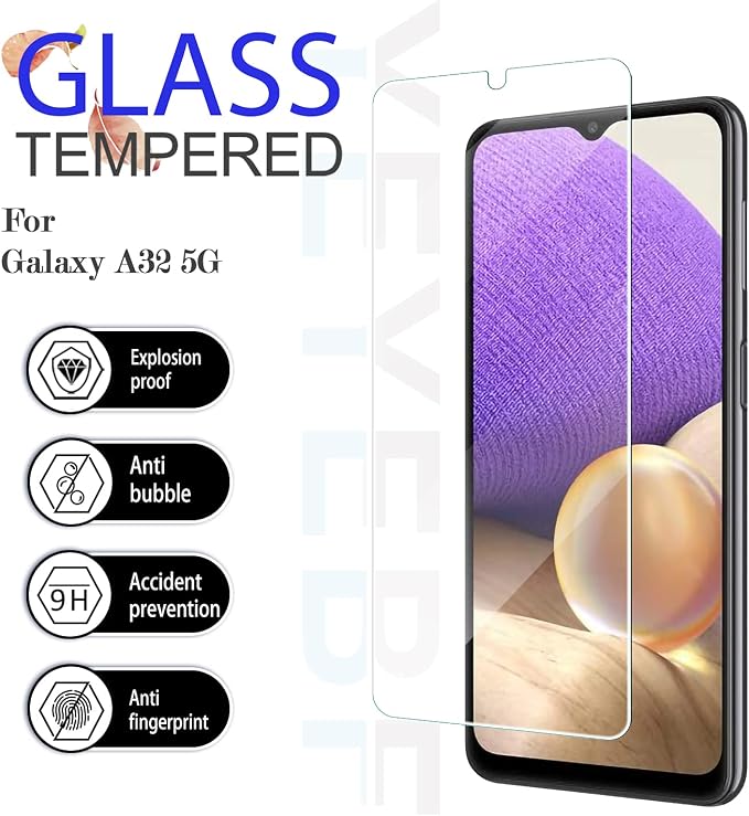 Galaxy A32 5G HD Clear Tempered Glass Screen Protector, [2 Pack] [3D Glass] [Bubble-Free] [Anti-Glare] Screen Protector Glass For Samsung Galaxy A32 5G - Image 2