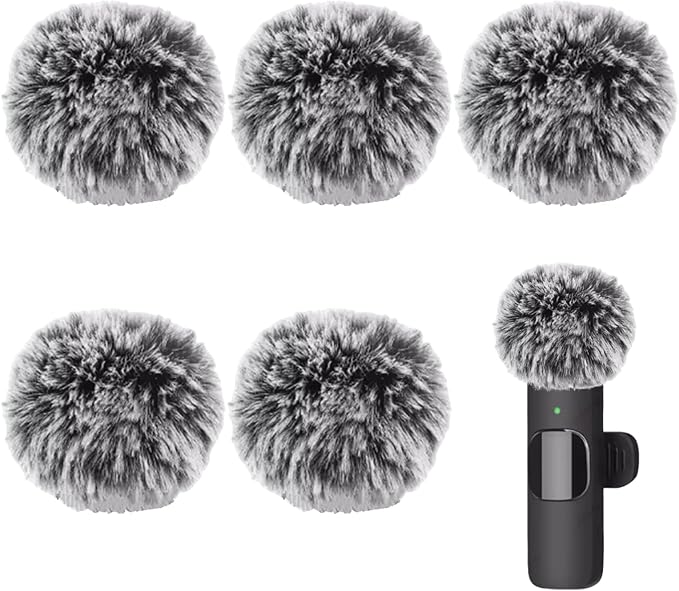Mini Wireless Furry Windscreen Covers, Microphone Windscreen for Lavalier Lapel Microphone Mini Furry Mic Cover Noise Reduction - 5 pack by Mecefeno