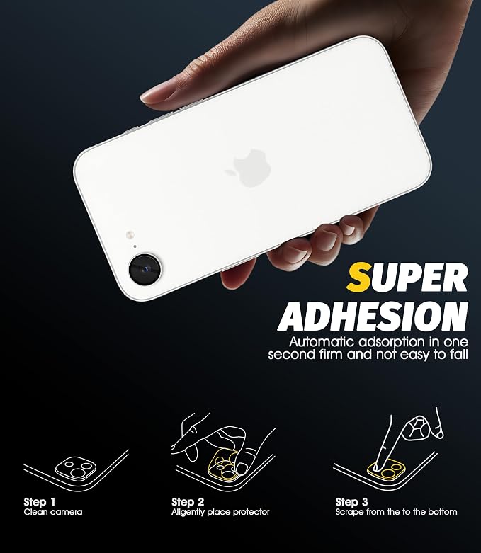 Orzero (3 Pack) Camera Lens Protector for iPhone 17e / iPhone 16e, [EZ Install] [Case-Friendly] 9H Tempered Glass CD Pattern Lens Cover, Military-Grade Shockproof, HD Clarity Anti-Glare - Silver - Image 8