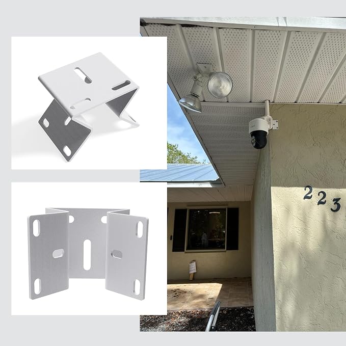 Outdoor Security Camera Corner Mount, White Metal Bracket, 4 Pack | 90-degree clamp, 2.2-4.3 in diameter range, eaves and stairwell placement, hardware included - Image 6