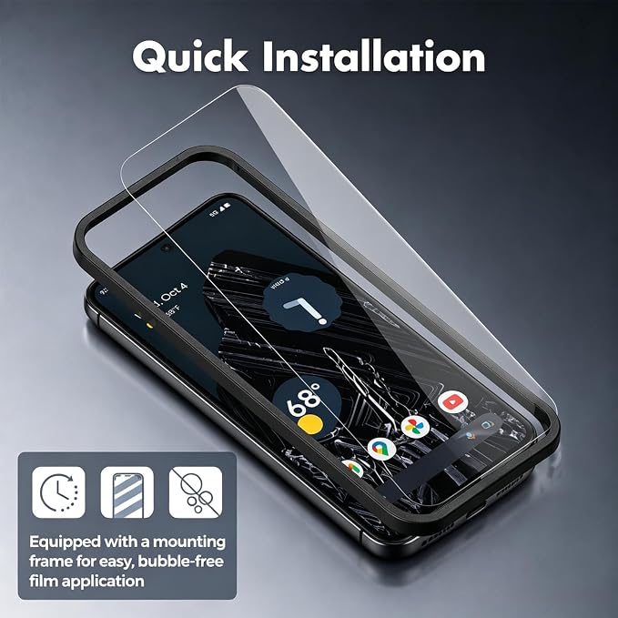 3 Pack Screen Protector for Google Pixel 8 Pro Tempered Glass | Supports Ultrasonic Fingerprint Unlocking, Featuring Anti-Scratch 9H Hardness & Easy Alignment Kit - Image 4