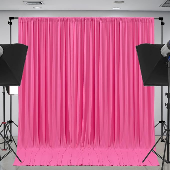 Hot Pink Backdrop Curtain 6 Panels-Wrinkle-Free Polyester Photography Drapes for Wedding Party Photo Background Decorations- 24 X10FT (Hot Pink) - Image 9